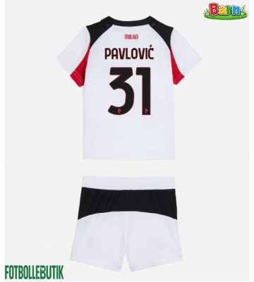 AC Milan Strahinja Pavlovic #31 Bortaställ Barn 2025-26 Kortärmad (+ Korta byxor)